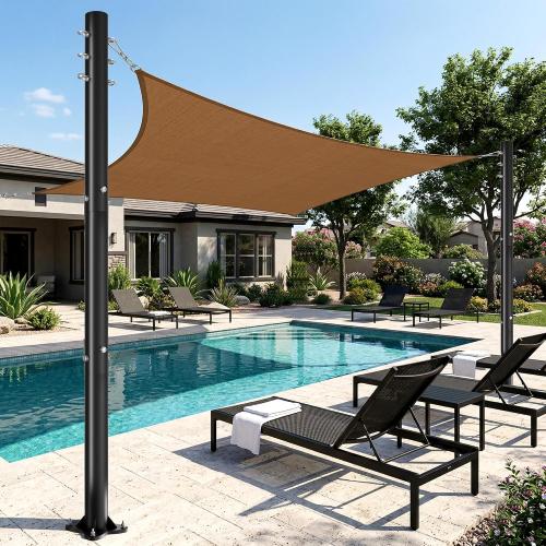 Cofiyard 2 Pack Sun Shade Sail Poles, 10 FT Sun Shade Poles, 2.6'' Diameter Steel Heavy Duty, Wind Resistant Shade Sail Pole with Mounting Hardware for Outdoor Shading in Ground Patio Garden Deck