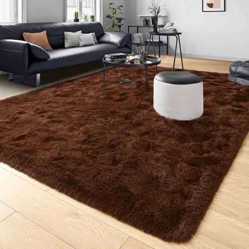 Tepook Super Soft Fluffy Rugs for Living Room, Shag 6x9 Area Rugs for Bedroom, Modern Shaggy Rug Fuzzy Carpets for Kids, Plush Indoor Nursery Home Decor Rug with Non-Slip Bottom, Brown