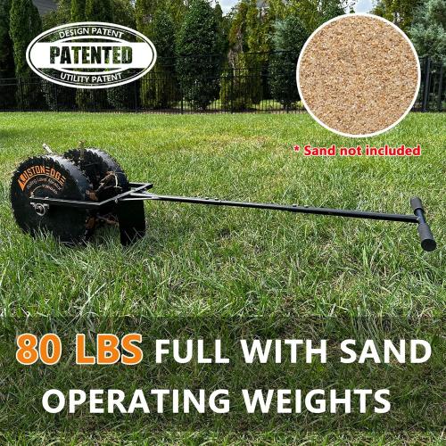 Black Patented Rolling Lawn Coring Aerator Yard Grass Pulling Plugs Manual Aeration Tool Push Roller Rotary Compacted Garden Soil Loosening
