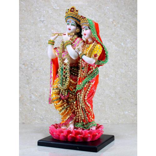 Size 16 eSplanade Resin Radha Krishna on Sofa Murti Idol Statue Sculpture (16 Inches)