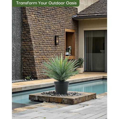 Velener Artificial Agave Plant in Black Pot with Real Stone Pebbles, Large Fake Agave Plant for Indoor and Outdoor-22 inches Tall, 105 Leaves