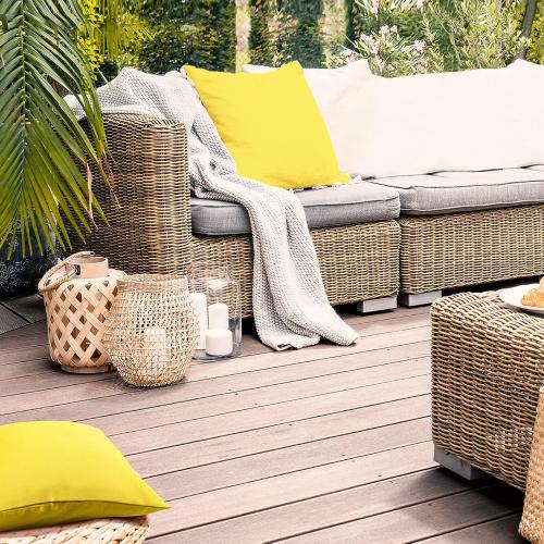 Patelai 2 Pack 18x18 Inch Waterproof Outdoor Throw Pillow Covers - PU Coated, Fade Resistant Summer Decor for Patio, Porch, Pool, Garden Furniture(Yellow)