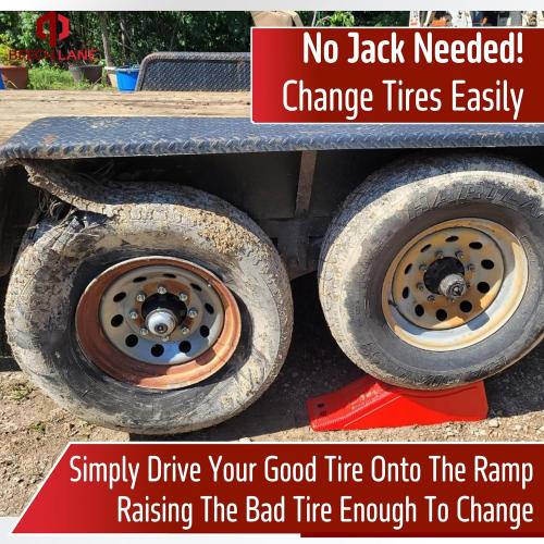 Beech Lane Tandem Trailer Ramp Provides 5.5 of Tire Lift, Makes Changing Dual Axle Trailer Tires A Breeze, 15,000LB Rating, Essential RV Safety Tool, Engineered for Extra Traction
