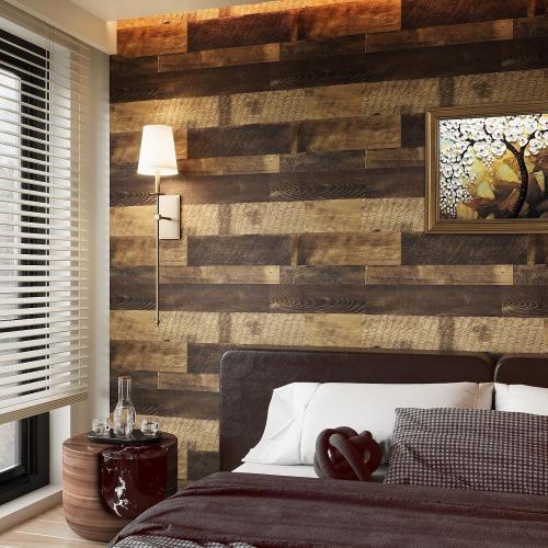 LACHEERY Butcher Block Countertop Contact Paper 160 x 24 Inch Wide Brown Wood Look Contact Paper for Countertops Counter Top Thick Shiplap Wallpaper Wood Grain Peel and Stick Wallpaper for Bathroom