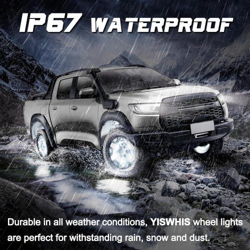 15.5 Inch Cool White Rim Lights,Wheel Light for Cars,Pure White Wheel Lights,6500k Cool White,IP68 Waterproof,Rocker Switch Control,Double Row LED Beads（4 Pcs ）