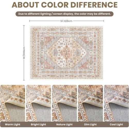 zesthome Area Rugs,Stain Resistant Washable Rug,Ultra-Thin Rugs for Living Room,Bedroom,Non-Slip Backing Home Decor Large Area Rug
