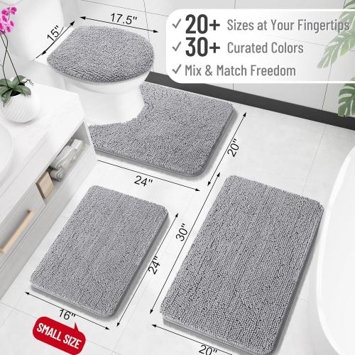 Okeo tex muddy mat ..Bathroom Rugs 70x46, Extra Soft Absorbent Chenille Bath Rugs, Rubber Backing Quick Dry, Machine Washable Bath Mats for Bathroom Floor, Tub and Shower, Home Decor Accessories, Grey