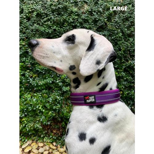 Tuff Pupper Ultra Comfort Padded Dog Collar | Thick Neoprene Padding | Ballistic Nylon Strap Dog Collar with Reflective Stitching | Durable Metal Buckle & Integrated ID Tag Holder | Waterproof Collars MEDIUM