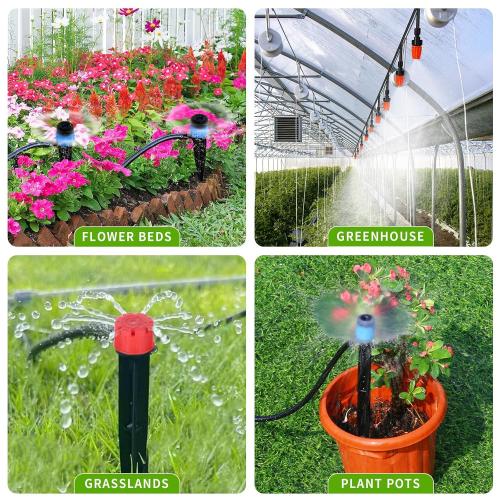 240FT Drip Irrigation System,Automatic Drip Irrigation Kit with 1/2 inch Hose 1/4 inch Distribution Tubing and Accessories,for Lawn Raised Bed Greenhouse Plant Watering System