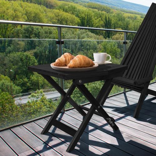 Melino Wooden Folding Outdoor Side Table, FSC Certified Acacia Weatherproof Side Tables, Wood Folding Small Table for Outdoor, Patio, Porch, Pool, Backyard, Garden, Balcony and Deck - Black