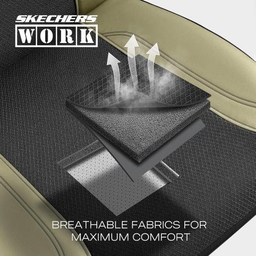 Skechers Car Seat Covers, Work Leather Seat Covers 5-Times Stronger Built-in Webbing, Oxford Fabric Front Seat Cover, Airbag Compatible, Automotive Comfort for Cars, Trucks, SUVs,Beige