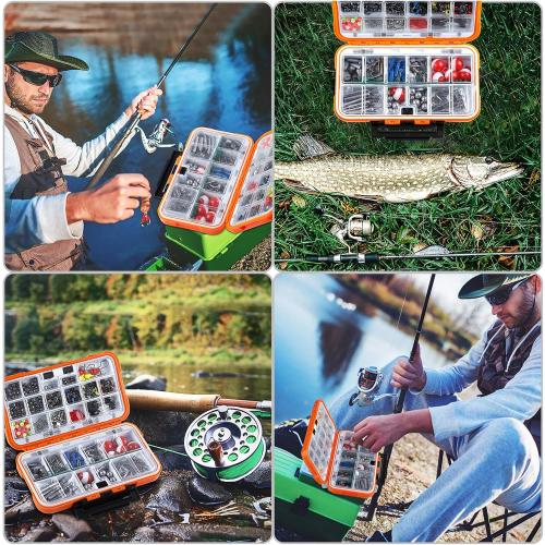 TOPFORT 187/343pcs Fishing Accessories Kit, Organized Fishing Tackle Box with Tackle Included, Fishing Hooks, Fishing Weights Sinkers, Fishing Gear and Equipment, Fishing Gift for Men
