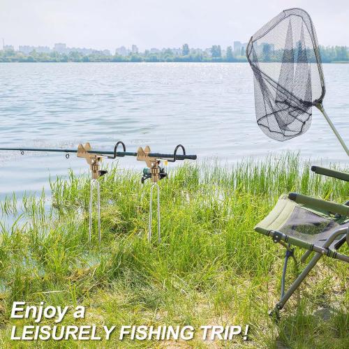 Libima 4 Pieces Fishing Rod Holders for Bank Fishing Upgraded Stainless Steel Fishing Pole Holders 360 Degree Adjustable Fishing Rod Stand for Men Father Beach Fishing Equipment Birthday Gift