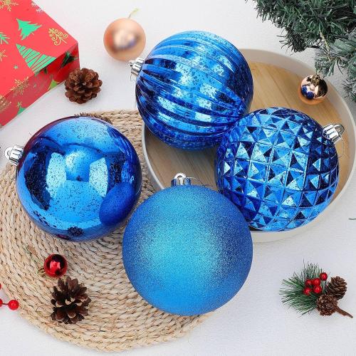 Jenaai 8 Pcs golden Extra Large Christmas Ball Ornaments Set, 6 Inch Giant Oversized Hanging Ornaments Glitter Assorted Shatterproof Xmas Tree Balls for Indoor Outdoor Holiday Party Home Decor