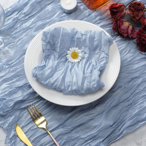 Mixweer 100 Pieces Gauze Cheesecloth Napkins 19.7 x 19.7 Inch with Wrinkled Decorative for Home Wedding Baby Shower Rustic Table Decoration(Dusty Blue)