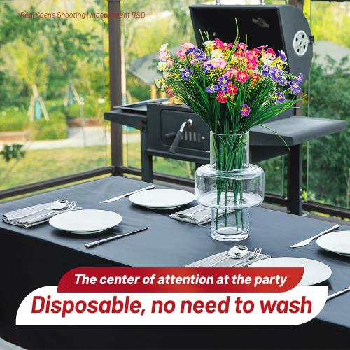 Plastic Tablecloth Roll, 310 Ft x 54 In Plastic Table Cloth Disposable Black Tablecloth Roll Premium PEVA Waterproof Black Table Cover Rolls with Cutter for Banquets, Festivals, Parties, Birthdays