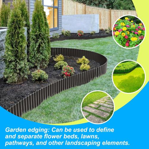 LAVEVE Corrugated Metal Garden Edging 6 x 40Ft, Landscape Edging Border for Lawn, Flower Bed, Garden Fence, Paver Edging (Black)