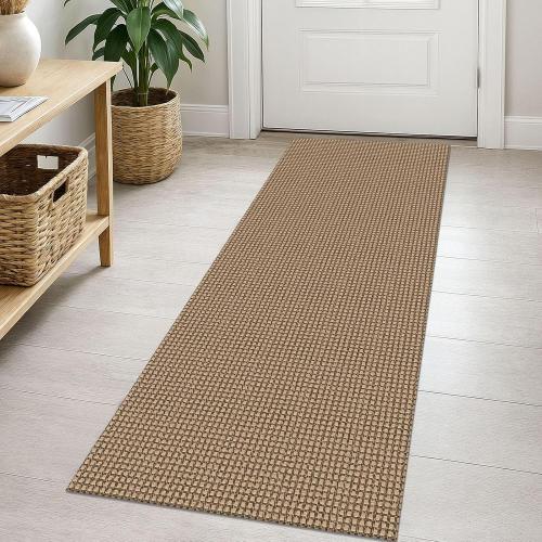 Woven Runner Rug Small Washable Runners for Hallways Cotton Non Slip Rubber Backed Kitchen Runner Braided Indoor Floor Carpet for Entryway, Hallway, Kitchen, Bedroom, Orange/Tan/Brown