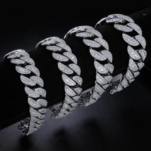 Iced Out Cuban Link Bracelet for Men, 12-20MM Flooded Hip Hop Bling Bracelet with 5A Cubic Zirconia, Heavy Big Size Miami Cuban Bracelet, Luxury CZ Cuban Link Jewelry for Women