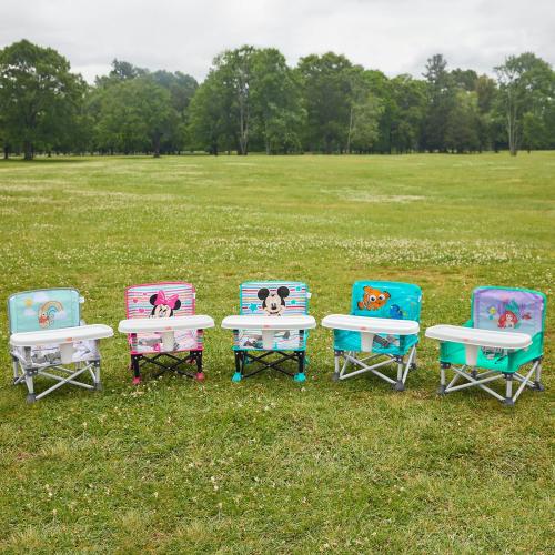 Bright Starts Disney Mickey Mouse Pop 'N Sit Portable Booster, Indoor/Outdoor Use, Floor Seat with Feeding Tray, Blue, 6 Mos - 3 Yrs