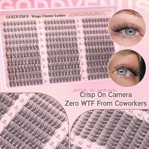 Goddvenus Lash Clusters Kit 9-14mm Wispy Eyelash Clusters Lashes Natural DIY Lash Extension Kit Short Cluster Eyelash Extensions Kit 300pcs C Curl Individual Lashes Cluster Eyelash (With Tweezers)