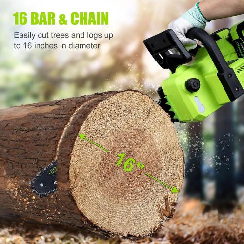 FASTPRO 40V 16-inch Cordless Chainsaw, Brushless Chain Saw Kit with 2 Batteries (4.0Ah) and Charger Base, For Wood Cutting & Trimming