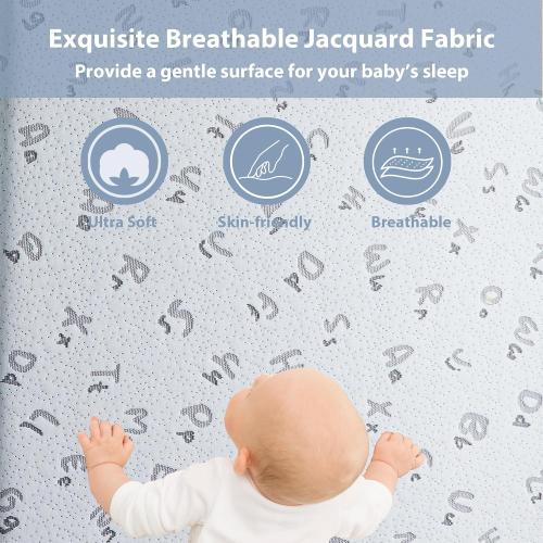 Pack and Play Mattress Pad Dual-Sided Memory Foam Pack N Play Mattress for Playpen Playard, Soft Mini Crib Mattresses for Baby Toddler with Machine Washable Cover