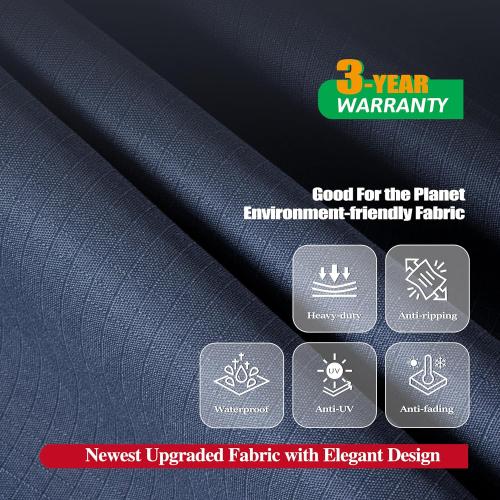 F&J Outdoors Heavy Duty Waterproof Anti-UV Rip-stop Fabric Extra Large Patio Furniture Covers, Grey, 180x96x36