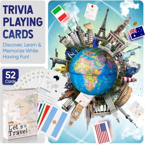 SMART WALLABY 9 Illuminated Educational Kids World Globe   STEM Flags & Countries Interactive Card Game. 3 in 1 Children Desktop Spinning Earth Political & Constellation Maps, LED Night Light Lamp