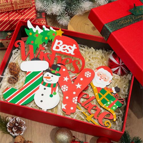 5PCS Christmas Table Decorations, Wooden Christmas Decorations, Seasonal Holiday Centerpieces, Winter Tabletop Display for Holiday Celebration, Xmas Home Decor