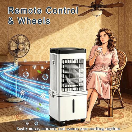 Portable Evaporative Swamp Cooler, Windowless Small Portable Air Conditioner with 4.2Gal Water Tank, 4 Wind Modes 3 Speeds, Personal Mini Air Cooler for Bedroom Office Dorm Small Room Indoor Use