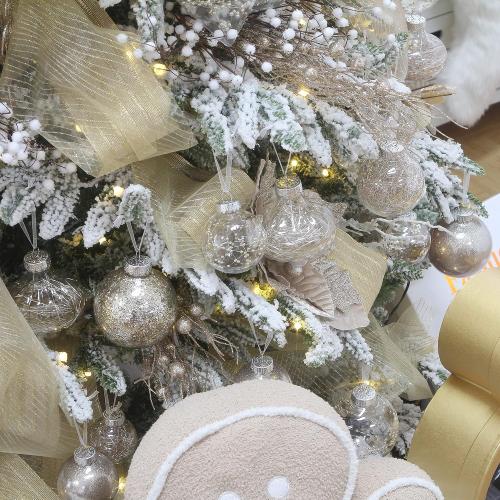 Sea Team 60mm/2.36 Shatterproof Clear Plastic Christmas Ball Ornaments, Transparent, See-Through, Crystal Baubles, Bulbs with Stuffed Delicate Decorations for Xmas Tree (30 Counts, Champagne)