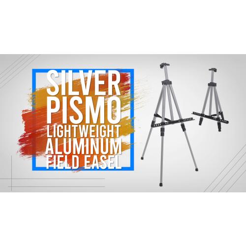 U.S. Art Supply 66 Silver Metal Tripod Easel Display, 2-Pack | Adjustable from 18to 5.5', Holds 36 Canvas - Floor/Tabletop Easel Stand, For Sign Display, Painting, Poster Board, Canvas