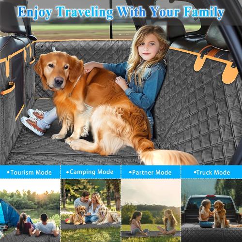 Dog Car Seat Cover for Back Seat, Hard Bottom Car Seat Cover for Dogs with Door Protectors for Traveling and Camping with Pets, Waterproof and Scratch-Resistant, Suitable for Cars