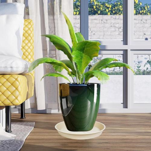 COLOR BLACK Size 26inch  6 pack of Plant Saucer Tray , Heavy Duty Plastic Pot Plant Drip Trays Saucers for Indoors Outdoor, Plant Water Tray for Planters