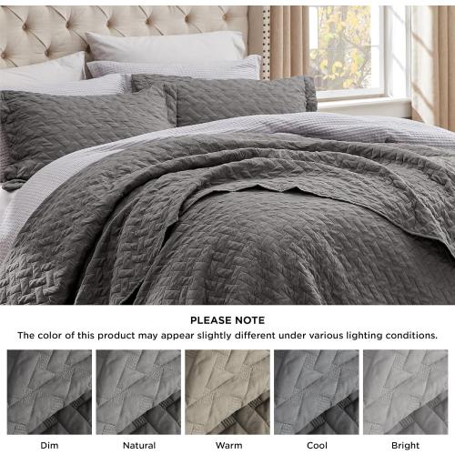 Bedsure Quilts Queen Size - Grey Bedspreads Queen Size with Basket Weave Pattern, Soft Quilt Bedding, Lightweight Comforter Coverlet for All Seasons (90 x 96)