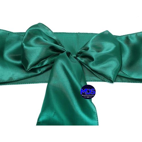 MDS Pack of 50 PCS Satin Chair Sashes Charmeuse Sateen Dining Chair Bows Ribbon Ties Back Sash for Wedding Party Birthday Home Hotel Restaurant Banquet Decoration (7 x 108 Inch, Emerald Green)