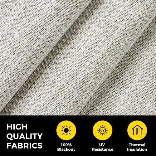 no Drill Cordless Roman Shades for Windows, 20 W × 64 H - 100% Blackout - Linen - Beige