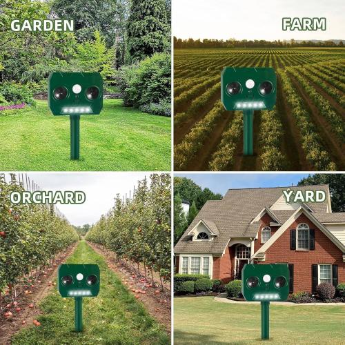 2025 Solar Ultrasonic Animal Repellent, Cat Repellent Outdoor, Deer Repeller Squirrel Deterrent with Motion Detection Suitable for Dog Rabbit Raccoon Coyote, Skunk Repellent for Yard(2Pack)