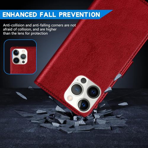 ZZXX for iPhone 14 Pro Max Wallet Case with [RFID Blocking] Card Slot Kickstand Magnetic Closure Leather Flip Fold Protective Phone Case for iPhone 14 Pro Max Case Wallet(Red-6.7 inch)
