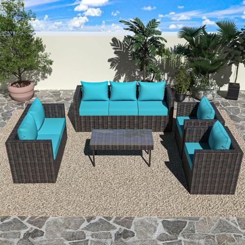 Outdoor Chair Cushion, 24 x 24 Inch Waterproof Deep Seat Patio Cushions Set of 2, Loveseat Cushions for Outdoor Furniture, 4 Thick Patio Furniture Cushion with Handle Straps, Lake Blue