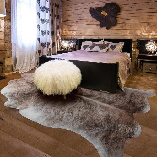 Cowhide Rug 5.2 x 6.3 Feet, Cow Hide Durable No-Slip Backing, Faux Cowhide Thickened Elastic, for Bedroom Living Room Home Office Western Decor