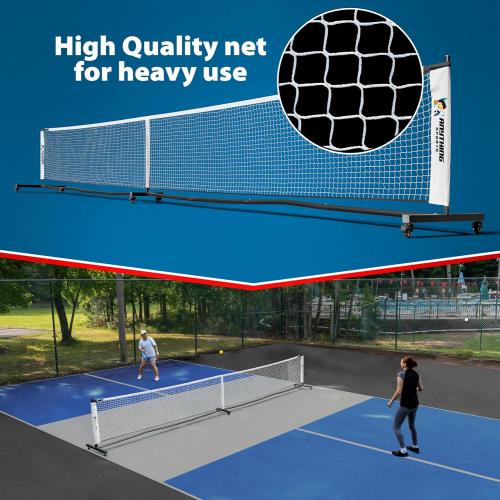 Deluxe Heavy Duty Pickleball Net with Wheels – Regulation Size Portable Net System with Lockable Wheels & Wheeled Carry Case | Tournament-Ready, Fast Setup | Backyard, Driveway, Gym & Court Use