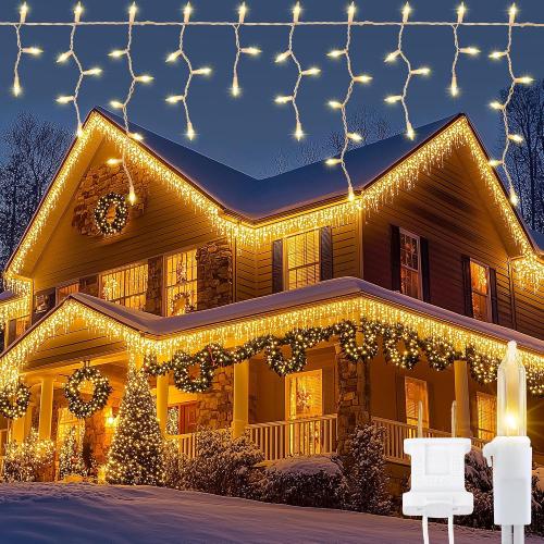 YOUNGAR Icicle Lights Outdoor, 23FT 200 Connectable Icicle Christmas Lights