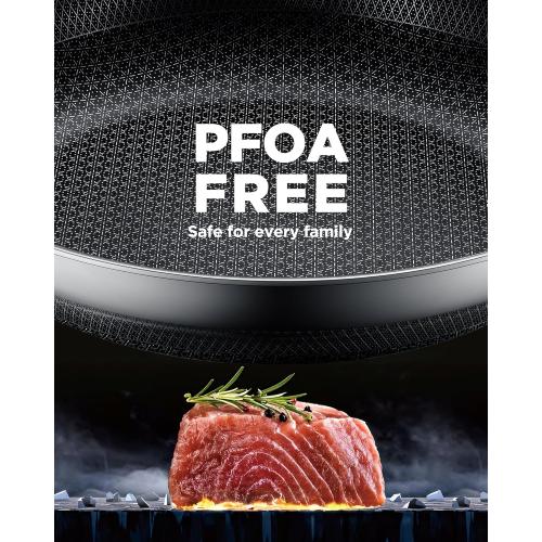 Non Stick Frying Pans, 12-inch with Lid, Hybrid Fajita Pans Nonstick,non stick Skillets Stainless Steel, Dishwasher & Oven-Safe, Induction Compatible Cooking Pan, PFOA Free Cookware