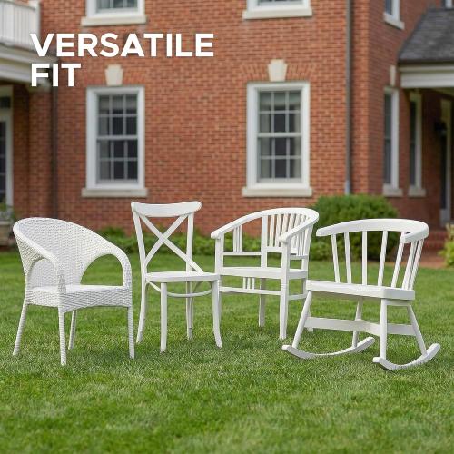 Outdoor Chair Cushions, Water-Resistant & Fade-Resistant, Patio Furniture Seat Replacement Chair Pads with Ties Zipper, Removable Cover, Non-Slip Bottom, Set of 4, 17 x 16 Inch, Navy Blue