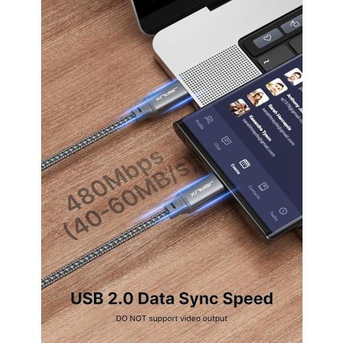 JSAUX 100W USB C Cable [2-Pack 6.6FT], Type C Fast Charging Cord for iPhone 17e/iPhone 17/iPhone Air/iPhone 17 Pro/iPhone 17 Pro Max, iPhone 16/15 Series, Galaxy S/Note, MacBook Pro Air, iPad - Grey