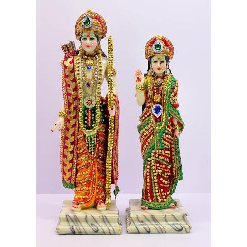 Size 18 eSplanade Ram ji Shri Ram and Sita Maa Murti Idol Statue Sculpture | Decorative Items - Home Decor | Resin - Multi - 18 Inches (Big Size)