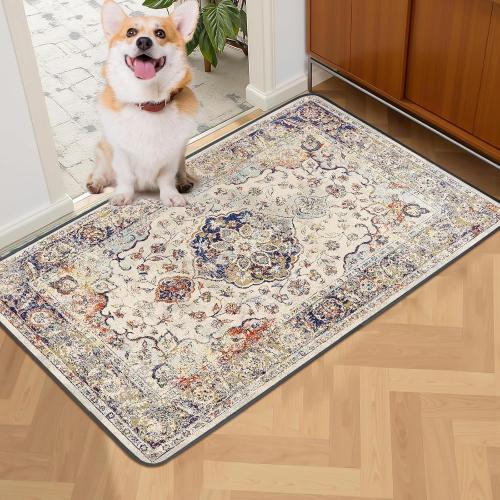 Size 36x24 Color Grey Pack of 2 Washable Pee Pads for Dogs 2 Pack, 36 x 24 Reusable Puppy Pads Waterproof, Super Absorbent Dog Rugs, Leakproof, Dog Crate Pad, Playpen Mat, Whelping Pads, Vintage Medallion