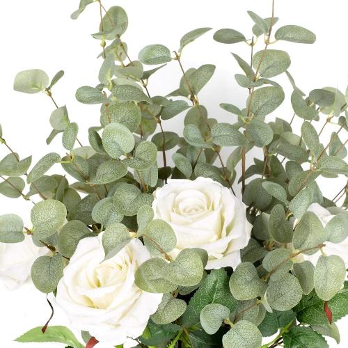 6 Pcs 27 Eucalyptus Stems Greenery Stems Eucalyptus Leaf Spray in Green Silk Plastic Plants Floral Artificial Plants for Home Party Wedding Decoration